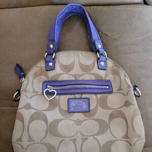 Coach 1941 handbag- gold with purple accents- Preowned with retro design